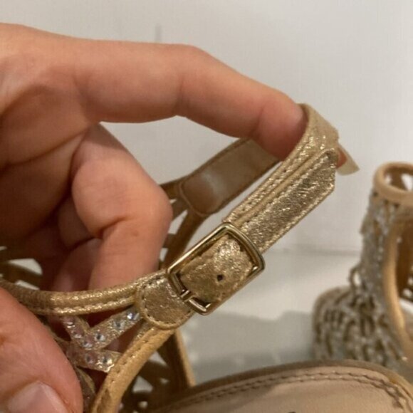 Taxi Savannah Gold Cage Strap Shoes SZ 37 - Picture 7 of 13